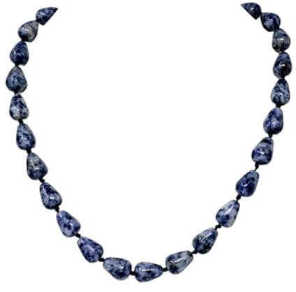 Handgefertigte Damen Edelstein Perlenkette - Tropfenform Naturstein Halskette für Frauen und Mädchen, 48cm