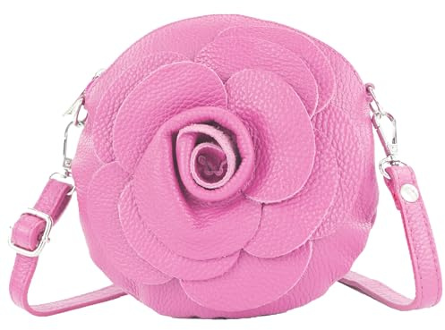 modamoda de T225 Damen Leder Umhängetasche Abendtasche Clutch Blüte Klein, handmade in Italy