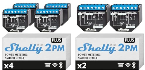 Shelly Plus 2PM | Wlan & Bluetooth 2 Kanäle Smart-Relais-Schalter mit Leistungsmessung & Plus 2PM, Wlan & Bluetooth 2 Kanäle Smart-Relais-Schalter