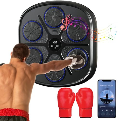 Music Boxing Machine, LED Boxsack Wandhalterung Boxziel Musik Boxmaschine, Bluetooth, 9 Geschwindigkeitsmodi und Zählmodus, Stress Release und Fokus Agility Training für Erwachsene und Kinder