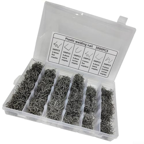Clavos de soldadura de plástico resistentes 6 tipos de pernos, material de acero de tungsteno 3000/1200/1800 piezas (3000 piezas)