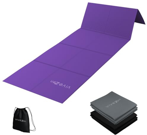 Vivezen - Tapis de yoga, de gym, d'exercices pliable 61 x 183 cm + sac de transport - Plusieurs coloris