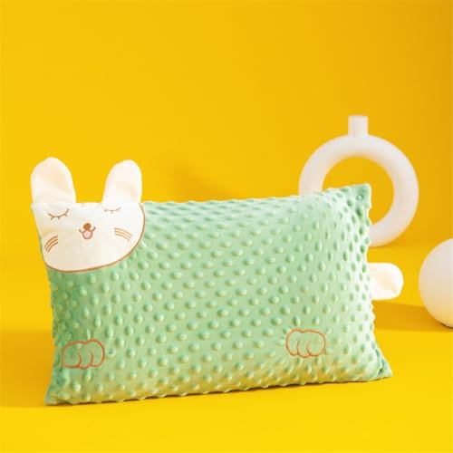 champracer Schlummerkids Kissen Original,Kinderkissen für Besserenund Gesünderen, Calmly Ergonomisch, Kawaii Tiere Kissen, Atmungsaktiv und Hautfreundlich （Mit Kopfkissenbezug） (Grün,50 * 30 cm)