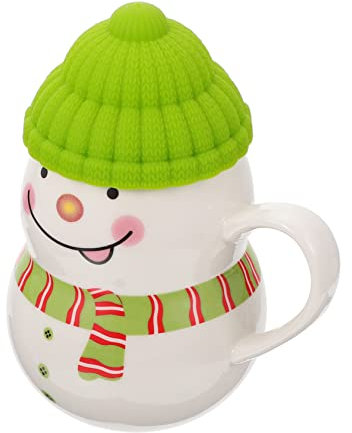 DRESSOOS 1satz Cartoon Schneemann Tasse Mit Deckel Keramische Weihnachtsbecher Niedliches Schneemann-design Für Festliche Anlässe Für Freunde Und Familie