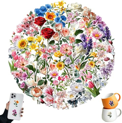 150 Pcs Flower Scrapbook Stickers for Adults, Suitcase, Journaling, Planner | Waterproof Vinyl Floral Stickers, Ideal for Scrapbook Supplies, Crafts, Cards, Laptop, Book, Journal, Phone, Water Bottle