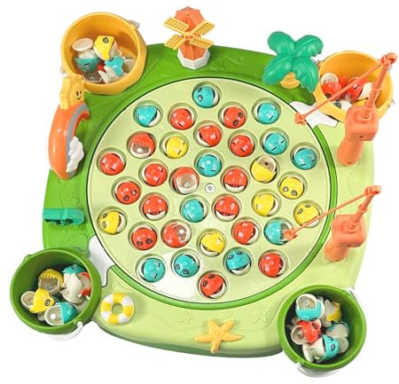 GGesii Angelspiel für Kinder ab 3 Jahre Fische, Fische Angeln Spielzeug ab 3 4 5 Jahre, Angeln Brettspiel Game Set, für Geschenke, Motorikspielzeug (Grün)
