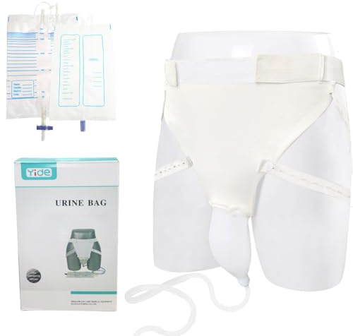 Urine Collection Bag Wearable Urinal for Men Portable Male Urine Collection Bag Urinary Drainage Bag System Elderly Urinal with 2 Urine Catheter Bags 1000ML 2000ML for Bedridden Patients (Adult Men)
