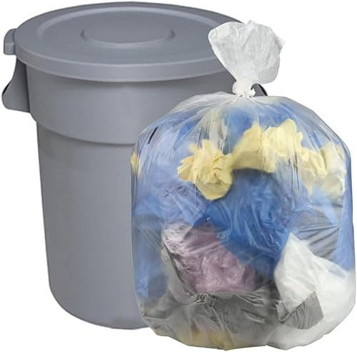 Sac Poubelle Transparent 160 Litres | 50 Sacs Poubelles 160l | Très Résistant (30 µ) | Pour Poubelles Conteneur 2 Roues | Tri Sélectif Déchets | Protection Anti Fuite - Anti Salissure - Anti Lavage