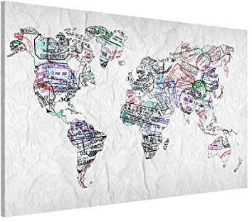 Magnettafel Pinnwand für Magnete Weltkarte Magnetboard - Magnetwand Made in Germany - Weltkarte Modern Notiztafel weiss Küche Flur Büro Visionboard WBMT_1534 (60x40cm)