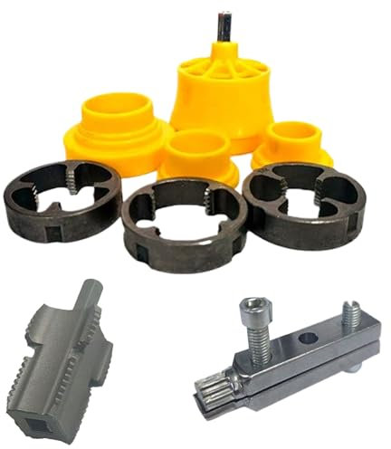 JIEBWCHA Juego de cortador de roscas de tubos de PVC, juego de cortadores de roscas para tuberías, juego con terraja de roscar, herramientas de mano para instalaciones sanitarias interiores y