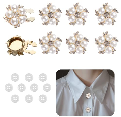 URROMA 6 pärlknappar set med runda pärlor i gyllene strass för hantverk för sömnad bröllopsklänningar smycken broscher dekorationer 23 mm