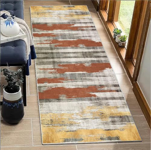 BORKOY Tapis de Cuisine Long Multicolore 60x90cm - Tapis Cuisine Lavable Antidérapant Absorbant - Tapis de Passage Style Moderne pour Salon, Chambre, Devant Évier, Bureau, Entrée Intérieure