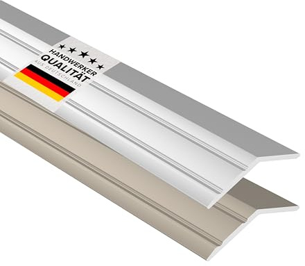 D-TACK Rampenprofil selbstklebend | Übergangsschiene für Bodenbeläge | Höhenausgleichsprofil aus eloxiertem Aluminium | Rampenleiste (Silber, 8 mm x 1 m)