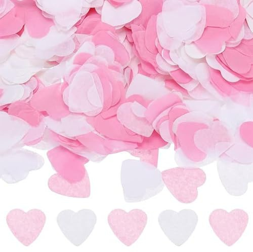 Biodegradable Confetti Wedding – 10000pcs Heart Shaped Paper Confetti in Pink & White for Wedding & Celebrations