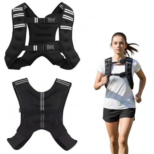 Weighted Vest 5kg 10kg Adjustable Fitness Training Running Jogging Gym Workout | Weighted Vest for Strength Training | deal for Gym Workouts, Yoga Training and Aerobic Exercises (Black, 5KG)