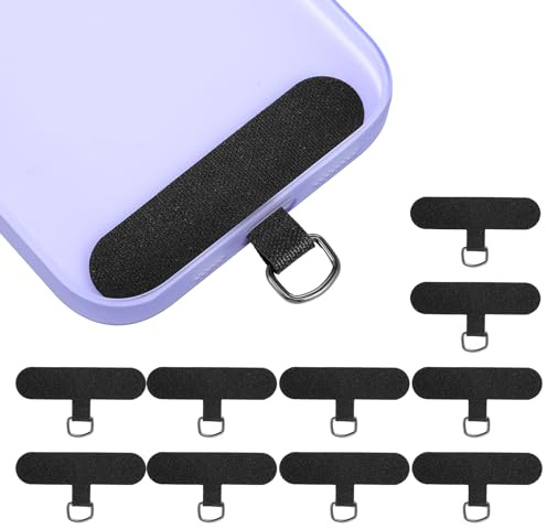 LXUEJIE 10 Pcs Phone Tether Tab, Anti-Theft Phones Tether Tab Universal CellPhone Lanyard Patch Oxford Cloth Phones Strap Replacement Part with Ring Phone Strap Tabs for All Full Smartphones Cases