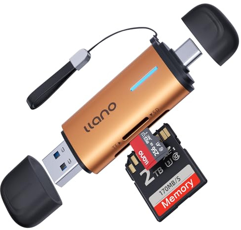 llano SD Card Reader USB C,Dual Slots USB 3.0 Type C to Micro SD Card Adapter 2 in 1,Memory Card Reader for MicroSD,SDHC,Compatible with Laptop,PC,iPhone,MacBook Pro/Air, iPad,Android (Orange)