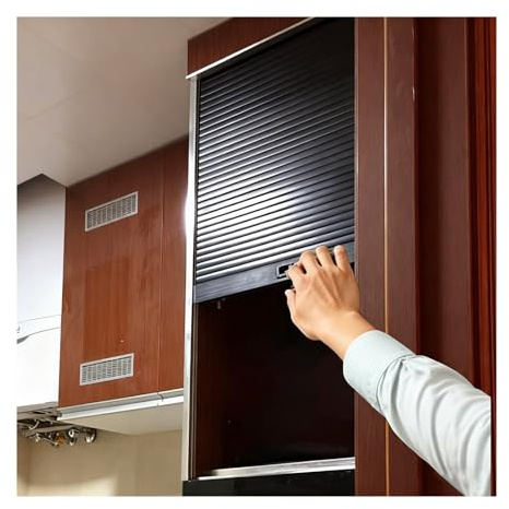 Porta pieghevole for armadio, porte retrattili in plastica for armadio, armadietti alti a muro, kit di guide e portale a tamburo for negozi/cucina/camper(26x38 (66x96.5cm))