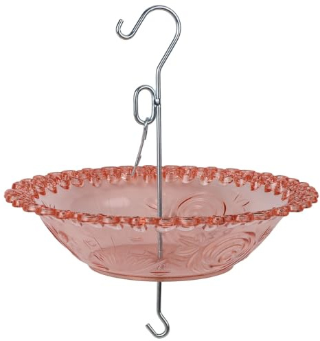Lawnoval Mangeoire et baignoire à suspendre pour oiseaux sauvages en plastique, 23 x 24 cm, rouge