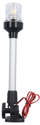 aqxreight Bootslicht LED 12 Zoll Herunterklappbare Runde 360-Grad-Navigationslampe für Ponton-Fischerboote 12V-24V DC Kann Rau Am Bootslicht StehenBootslicht LED-Licht 12 Zoll Herunterklappbares Boot