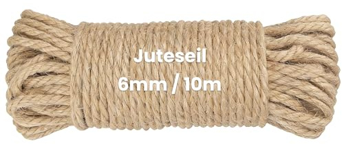 I IHAYNER Juteseil Tau Seil Natur Jute Rope für Deko Garten Handlauf DIY Dekoration Tauwerk Kordel Schnur Verschiedene Stärken und Längen (6mm-10m)