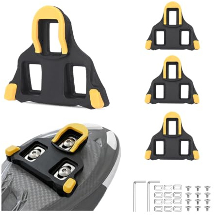 Pinsync Road Bike Cleats Compatible with SPD-SL Pedals, 4 Pack | Wear-Resistant clipless cycling cleats, easy clip in & out for 3-bolt shoes, anti-slip for road racing and indoor training