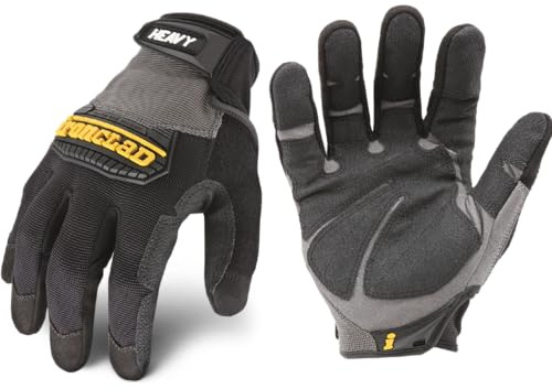 Ironclad Heavy Utility Work Gloves HUG, High Abrasion Resistance, Performance Fit, Durable, Machine Washable, (1 Pair), LARGE, Black & Grey