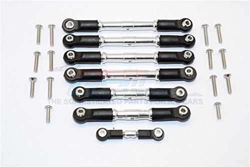 GPM For Traxxas Slash 4X4 & Telluride 4X4 Upgrade Parts Aluminium Completed Turnbuckles With Plastic Ball Ends - 7Pcs Set Silver
