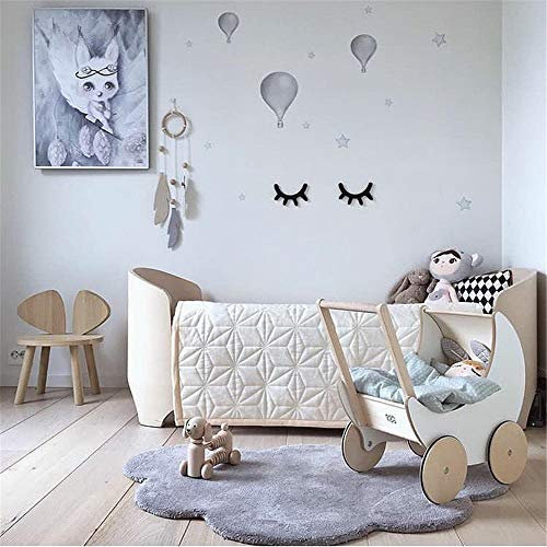Hava Kolari Wolke Kinderteppich 100% Baumwolle Bodenmatte in Grau weiß Rosa für Kinderzimmer in 100x65 cm Wolkenform (Grau)