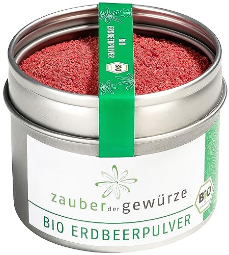 Zauber der Gewürze Bio Erdbeerpulver, Fruchtpulver aus gefriergetrockneten Erdbeeren, ohne Zusatzstoffe, ohne Zuckerzusatz, ideal für Smoothies, Joghurt & Desserts, 30 g
