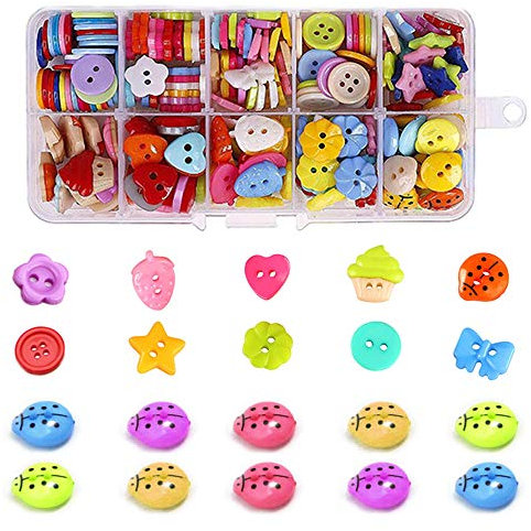 340 StückKnöpfe Harz Tasten Candy Farben Kleine Knöpfe mit Kunststoff Box für Nähen Handwerk Scrapbooking und DIY Handgefertigte Verzierung