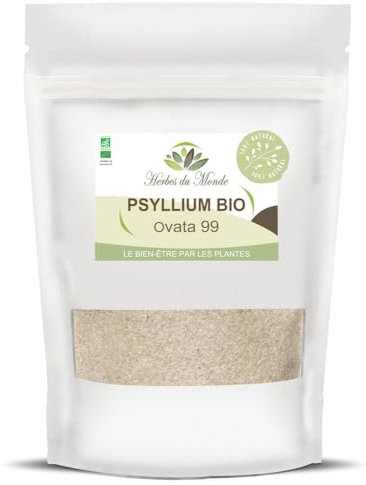 Herbes du Monde - Psyllium Ovata 99 BIO 250g: Pur à 99%, Riche en Fibres, Certifié AB, Tisane Naturelle pour Transit & Bien-Être, Soutien Digestif, Conditionné en France - 1 sachet