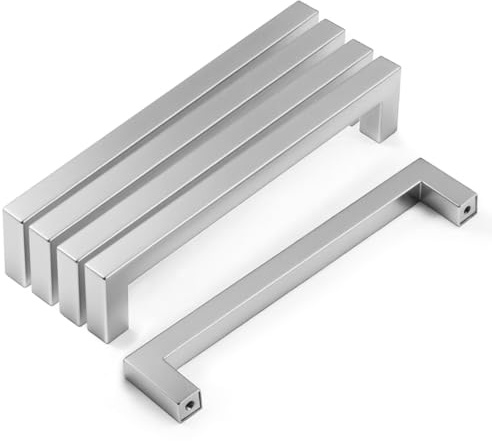 Drenky Möbelgriffe, Schrankgriffe Edelstahl 5 Stück Silber Griffe Küche mit Schraube 160 mm Lochabstand für Küchenschränke, Schublade