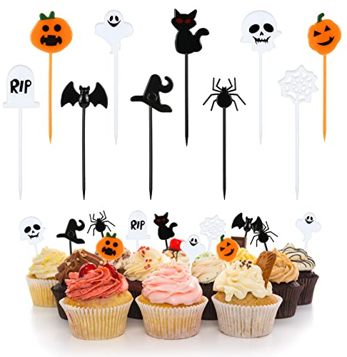 Kesote Cupcake Topper Halloween Kuchendeko 100x Fruit Picks Kuchen Dekoration Tortenstecker Kinder Party (10 Motive)