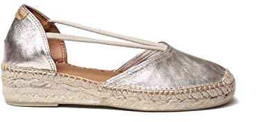 Damen Espadrille aus Leder - ERLA - Platin, 39 EU