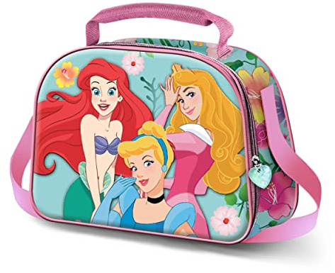 Princesas Disney Flowers-Bolsa Portamerienda 3D, Azul