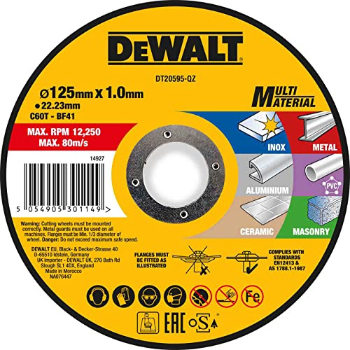 DEWALT Dewa DT20595-QZ Cutting Disc Multi-Mat 125 x 1 x 22.23 mm