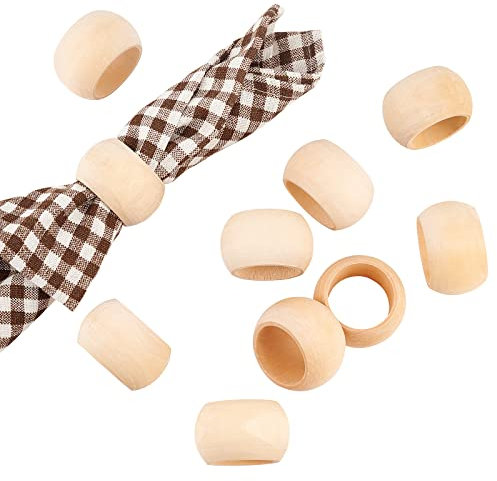 PH PandaHall 10 Stück Holz Serviettenringe Holz Serviettenhalter Runder Tisch Serviettenhalter Bauernhaus Serviettenringe Für Weihnachten Halloween Urlaub Hochzeit Esszimmer Party Tischdekoration