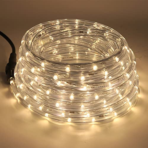 Wisada 14M LED Lichtschlauch Außen, 36 LEDs/m 220V Indoor Warmweiß LED Schlauch Leuchtstoffröhre,Manueller 8-Funktions-Modus Outdoor LED Lichter Wasserdicht Lichterschlauch für Weihnachten Partydeko
