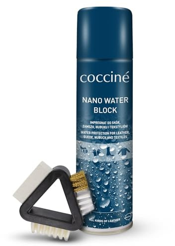 Cocciné - Spray Imperméabilisant Chaussures Daim et Nubuck 400 ml + Brosse 3-en-1, Kit d’Imperméabilisation et de Nettoyage, Protection Déperlante, Élimine Les Saletés Sèches