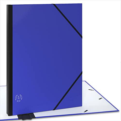 ACROPAQ Sammelmappe A3 - Zeichenmappe 32 x 45 cm, mit Gummizugverschluß, erweiterbarem Rücken für mehr Platz - Blau, B42011B