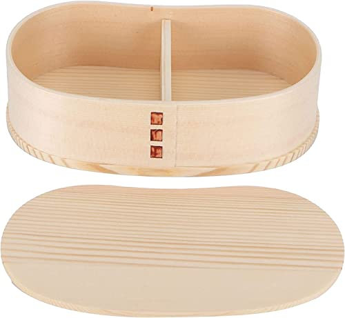 Bento Box,Lunch Box,Food Storage Container,Lunch Container, Japanese Bento Box, Wooden Bento Lunch Box Portable Kawaii Bento Box Wood Lunch Box Containers with Divider for Office Camping(Natural)