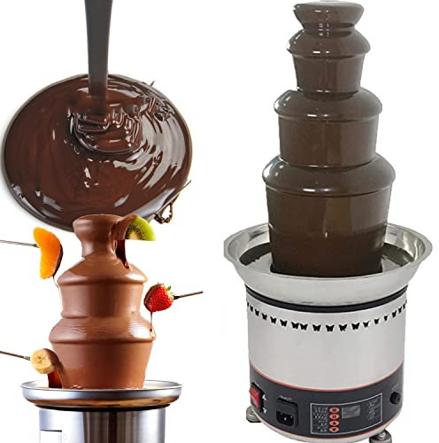 GBHJJ Catering Fuente de Chocolate eléctrica, Fuente de Chocolate de 4/5/6/7 Pisos - 300W, Torre de Acero Inoxidable de Altura, para Fiestas, Bodas, Eventos, Restaurantes,4Tier