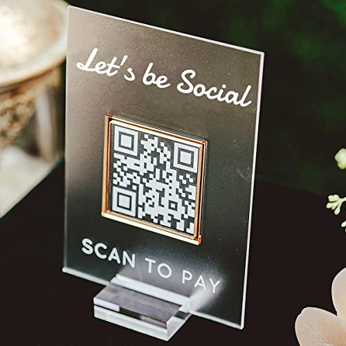 3D-Scan to Pay Einzelhandel scannbares QR-Code-Schild, personalisiertes Business-Instagram, Facebook, Venmo, Paypal, Bargeld, Web, Social Media-Schild, klares Glas, Acryl, Hashtag, Tischschild für