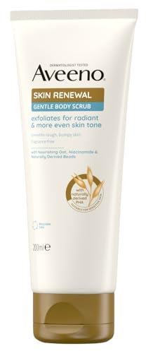 Aveeno Skin Renewal Gentle Body Scrub (1x 200ml), Gentle Exfoliator with Nourishing Prebiotic Oat, 2% Naturally-Derived PHA & Smoothing Niacinamide, Body Scrub for sensitive Skin