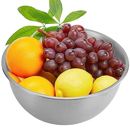 Tebinzi Mixing Bowls Stainless Steel Set - Large Stainless Steel Bowl with Non-Slip Bottom Graduation Marks,Polished Finish Metal Kitchen Bowls for Food Salad Prep, Baking, Serving, Cooking