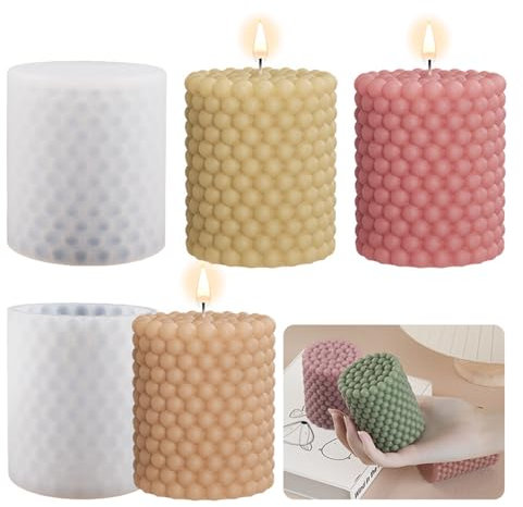 Bekecidi 2 PCS Blasen Kerzenform Silikon, Stumpen Kerzenformen für die Kerzenherstellung, Epoxidharz Formen, Zylindrische Kerzenformen für die Herstellung von 3D-Kerzen, Seife, Aromatherapie