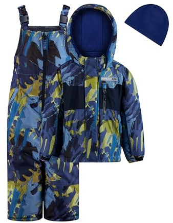 LONDON FOG Boys' Toddler 2-Piece Heavyweight Snow Bib & Jacket Snowsuit Set (10-12, Navy)