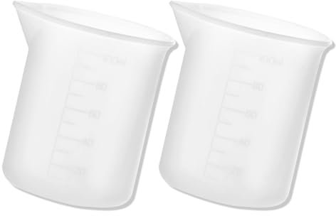 2pcs 100ml Graduated Beaker Clear Plastic Measuring Cup,Measuring Scale Markings Baking Lab Kitchen Measure Tool Beakers,Transparent Lab Graduated Beakers for Baking Lab Kitchen Measure Tool