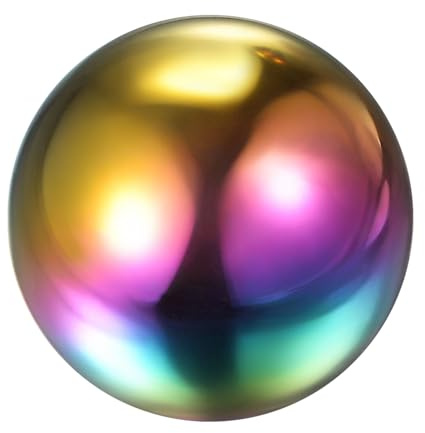 sourcing map Rainbow Gazing Ball 6 Inch 150mm Reflective Sphere | Polished Hollow Ball, Stainless Steel, Gazing Globe Mirror Ball, for Home, Garden, Outdoor Decoration